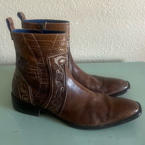 MARK NASON Rock Lives Cipher Made In Italy Distressed VINTAGE Western Boots Rare - Picture 13 of 16